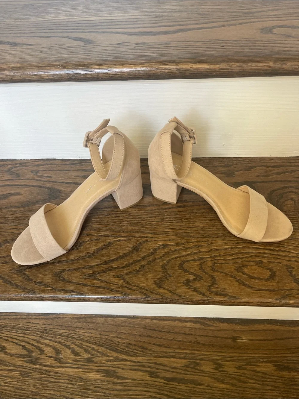 CL by Laundry Beige Block Heel Ankle-Strap Sandals